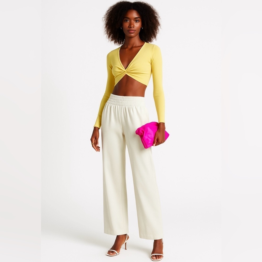 Ronny Kobo Twist Front Knit Crop Top
Size Small | Yellow